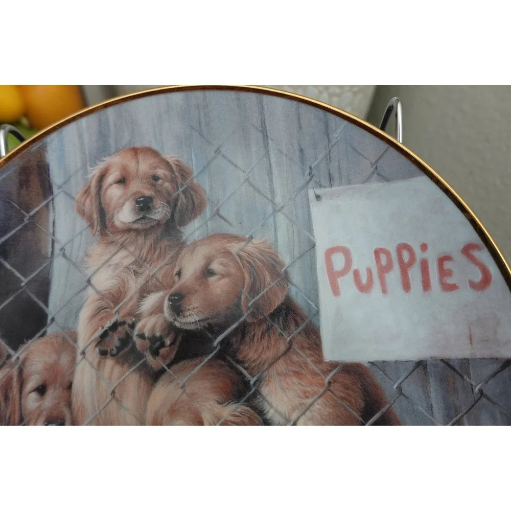 Vintage fine Porcelain Adopt a‎ Puppy Decorative plate